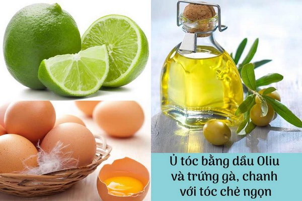 dầu oliu, chanh và lòng đỏ trứng gà