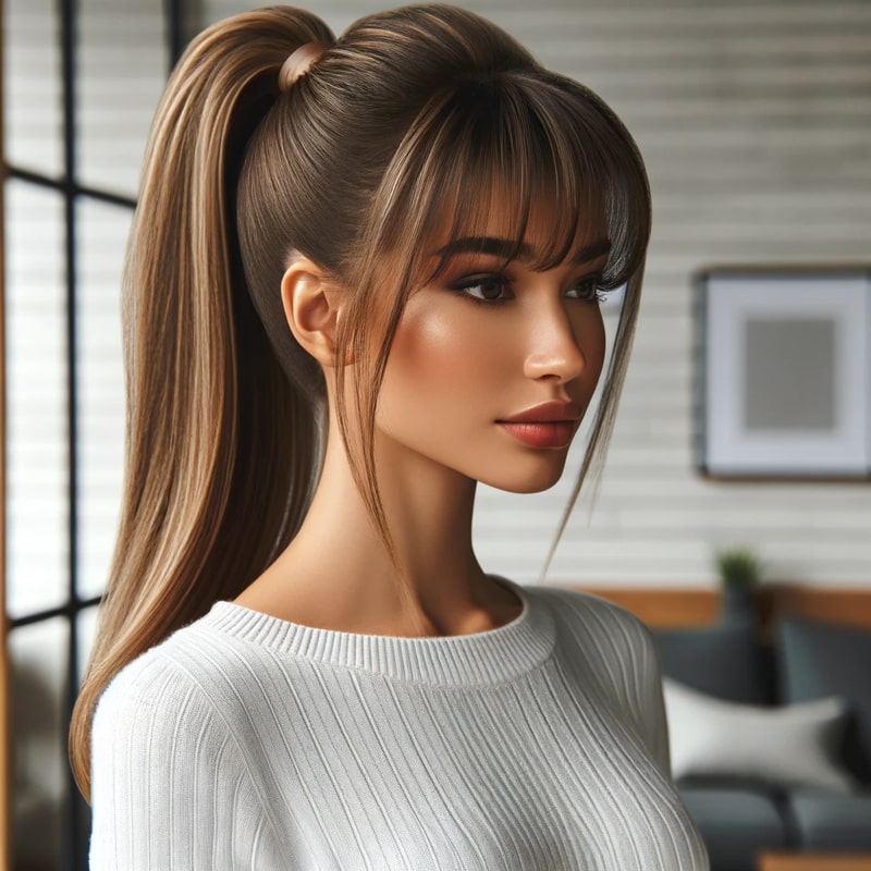 Tóc Đuôi Ngựa Có Mái (Ponytail with Bangs)