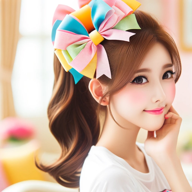 Tóc Đuôi Ngựa Dễ Thương – Thêm Nơ (Cute Ponytail Hairstyles – Add a Bow)