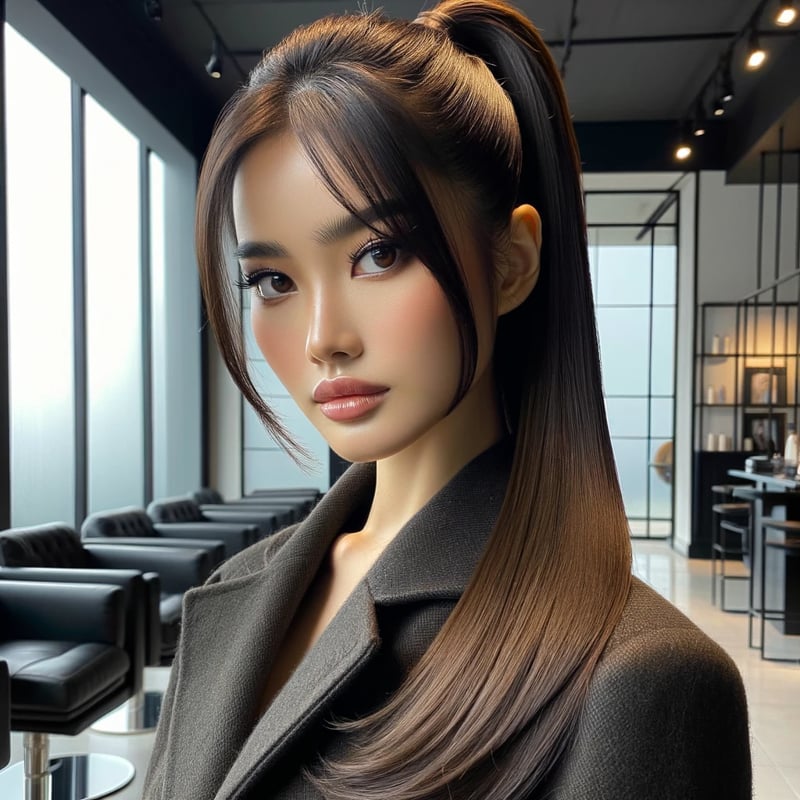 Tóc Đuôi Ngựa Phân Giữa Căng (Snatched Middle Parted Ponytail)