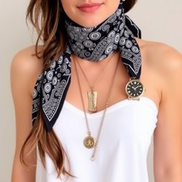 Kết hợp khăn bandana với các phụ kiện